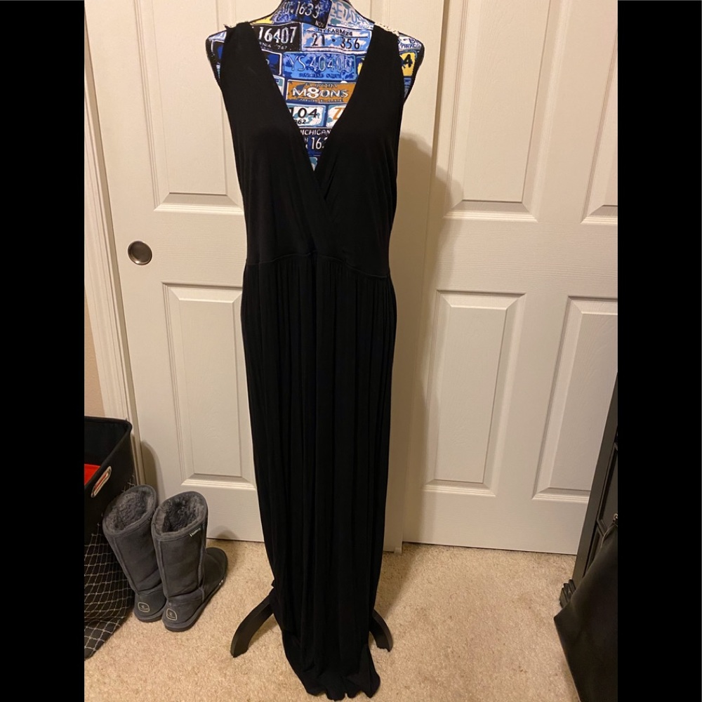 Black maxi dress with cut work